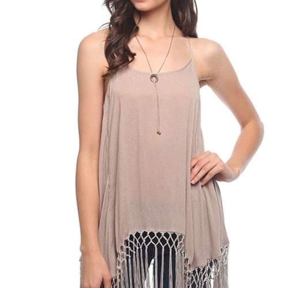Mitto Strap Style Fringed Tank Top
